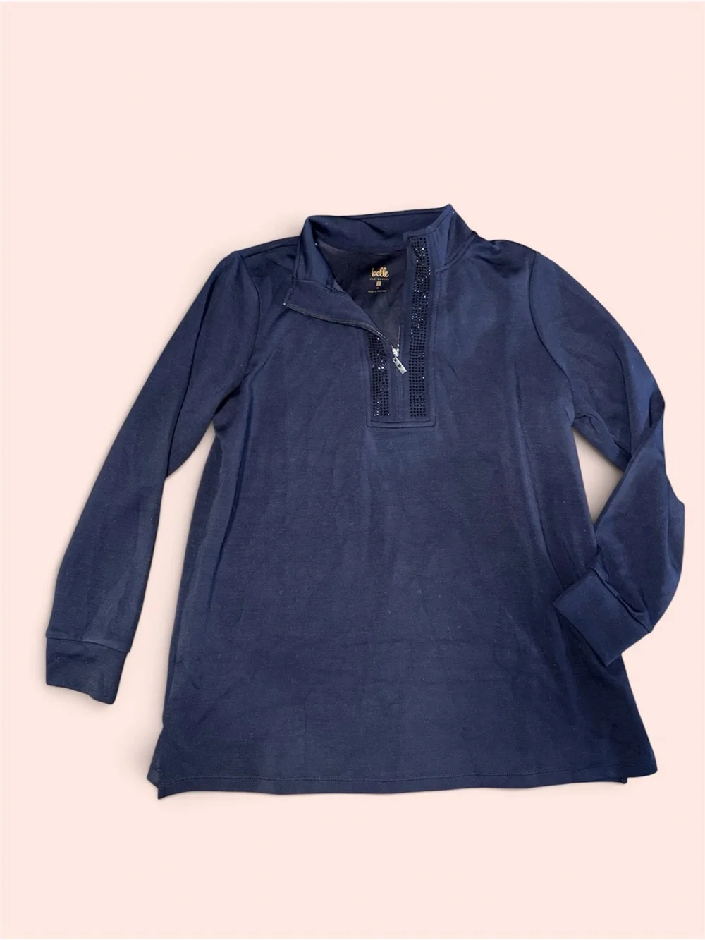 Belle by Kim Gravel QVC / super soft Black Half-Zip Sweater size M